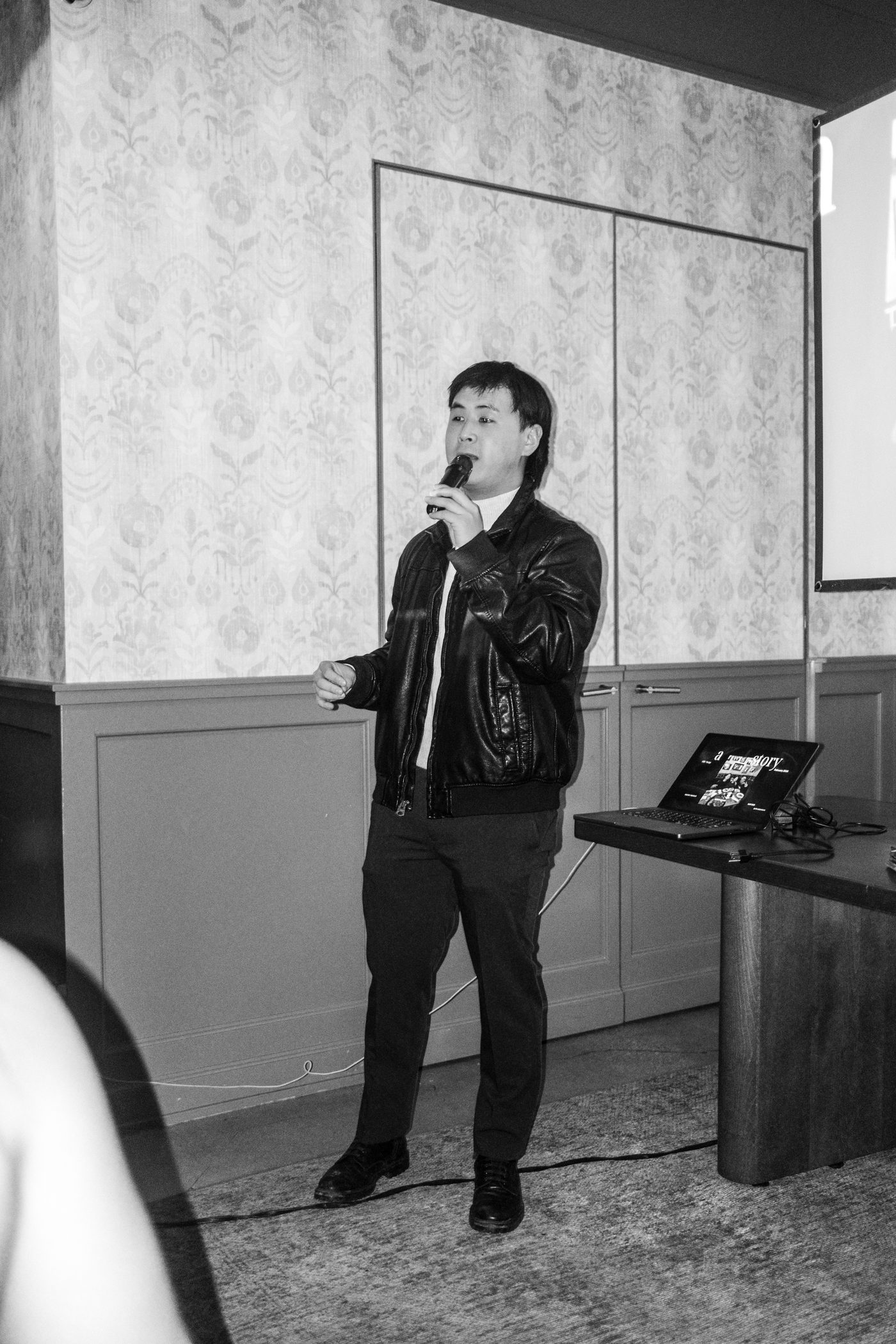 a guest giving a toast on the mic